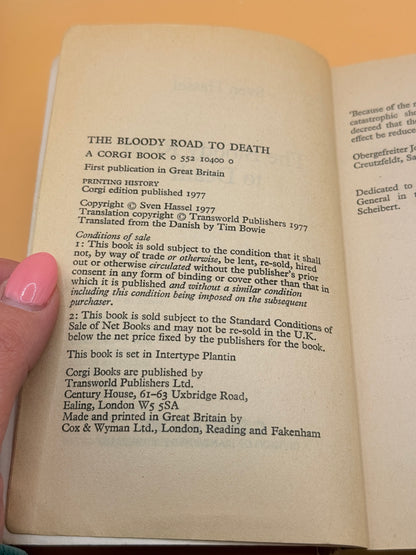 The Bloody Road To Death by Sven Hassel - FIRST CORGI EDITION 1977