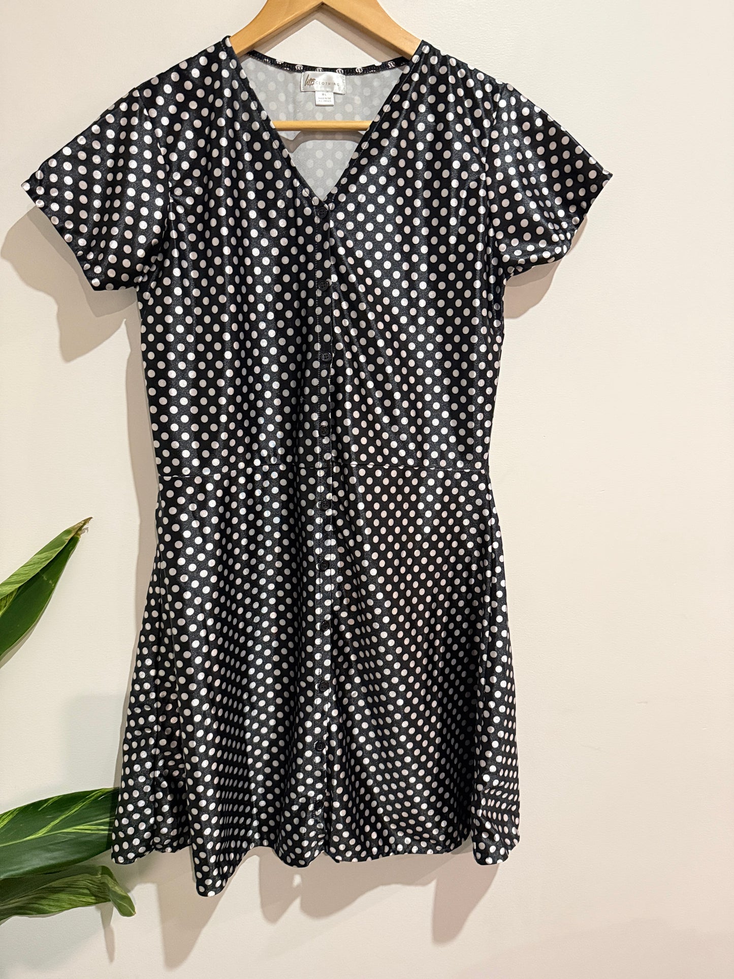 Htp Clothing Olka Dot Button-front Dress Size M-L | U/Arm to U/Arm 45cm