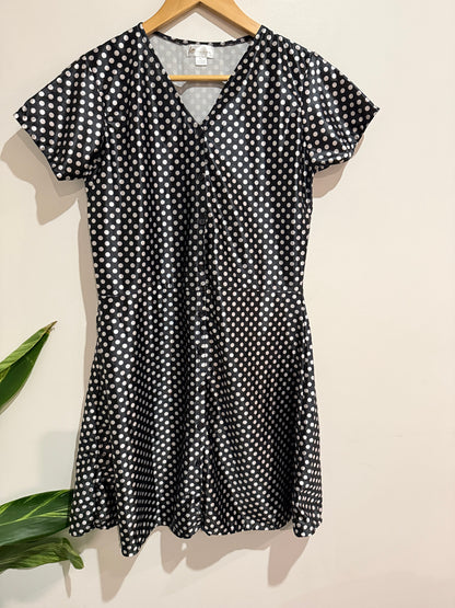 Htp Clothing Olka Dot Button-front Dress Size M-L | U/Arm to U/Arm 45cm