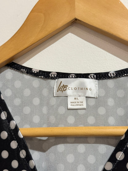 Htp Clothing Olka Dot Button-front Dress Size M-L | U/Arm to U/Arm 45cm
