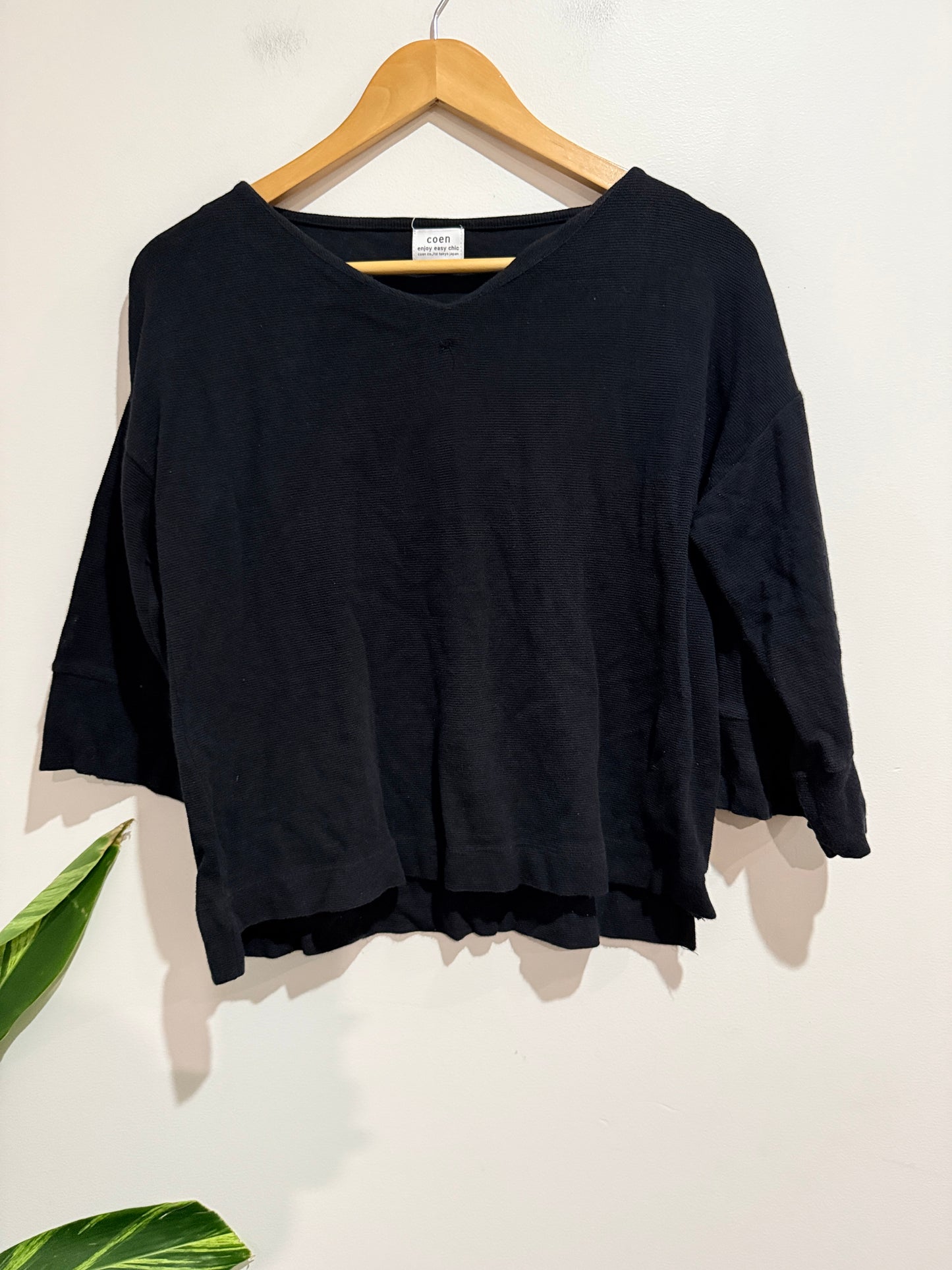 Coen 3/4-sleeve Knit Top Size Free | U/Arm to U/Arm 51cm