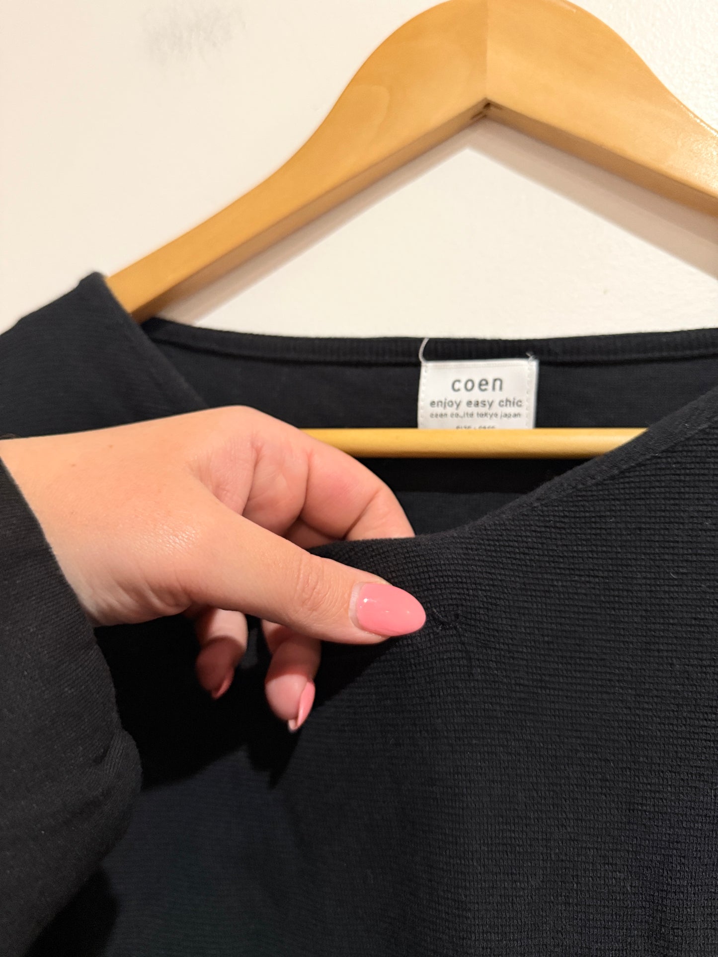 Coen 3/4-sleeve Knit Top Size Free | U/Arm to U/Arm 51cm
