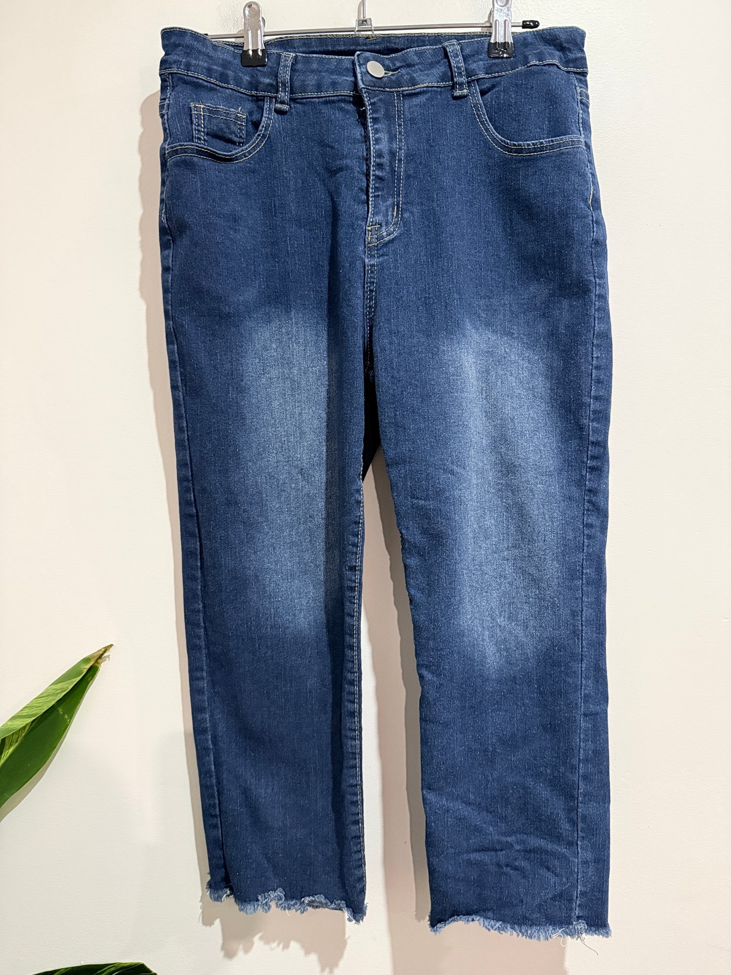 Brand Unknown Frayed Hem Straight-leg Jeans Size Waist 76cm | L 80cm