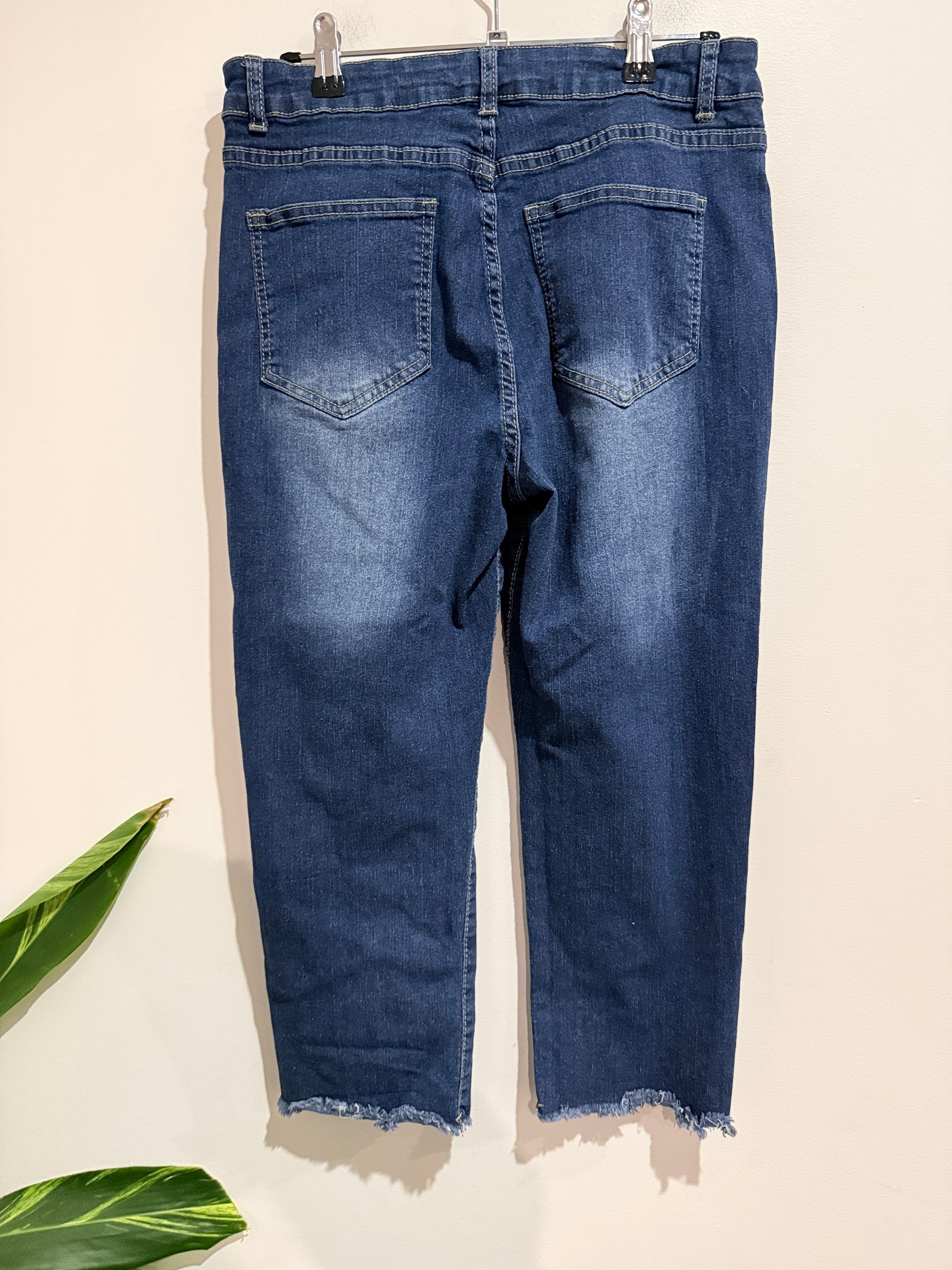 Brand Unknown Frayed Hem Straight-leg Jeans Size Waist 76cm | L 80cm