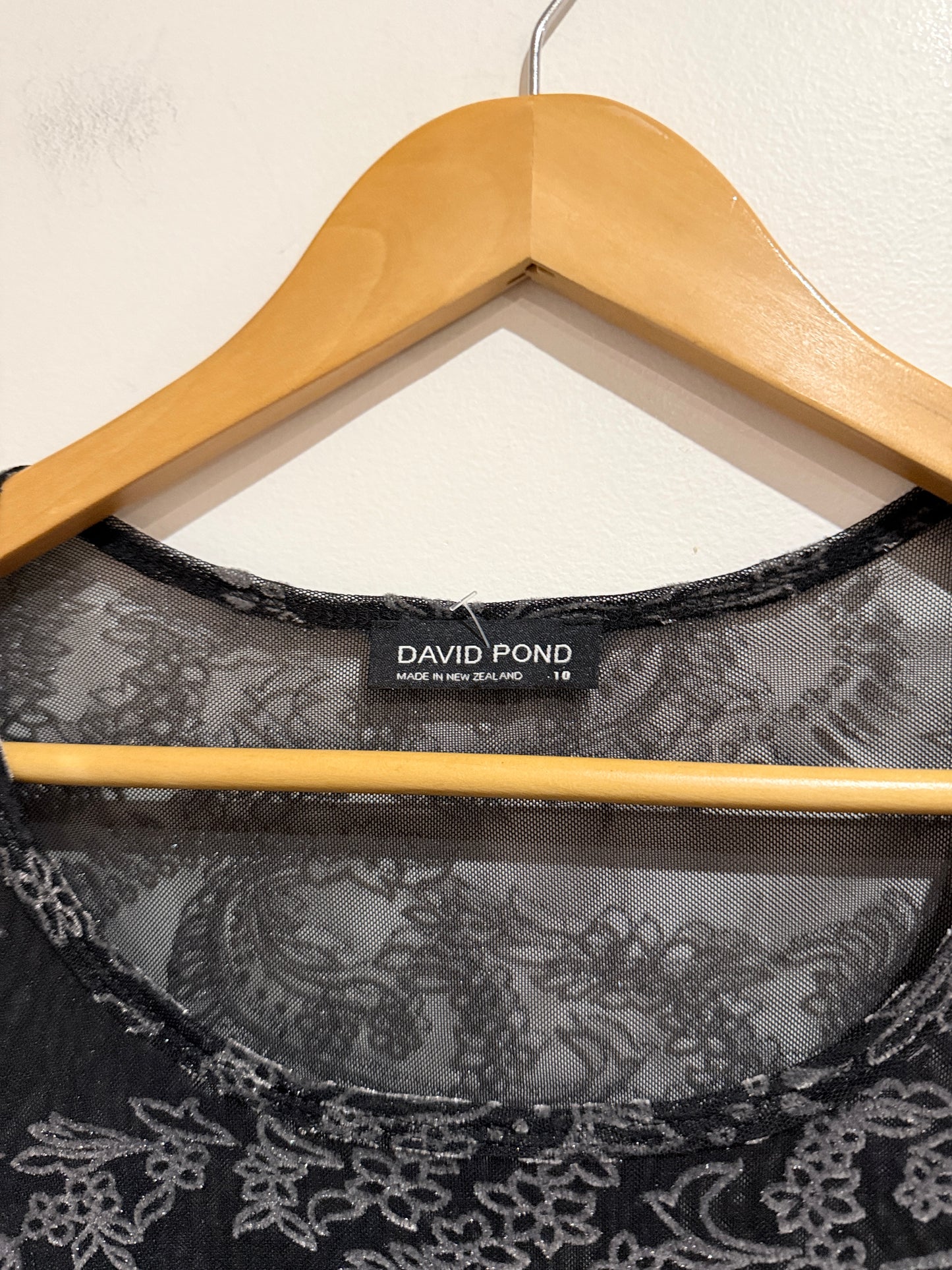 David Pond (NZ Made) Sheer Long-sleeve Top Size 10