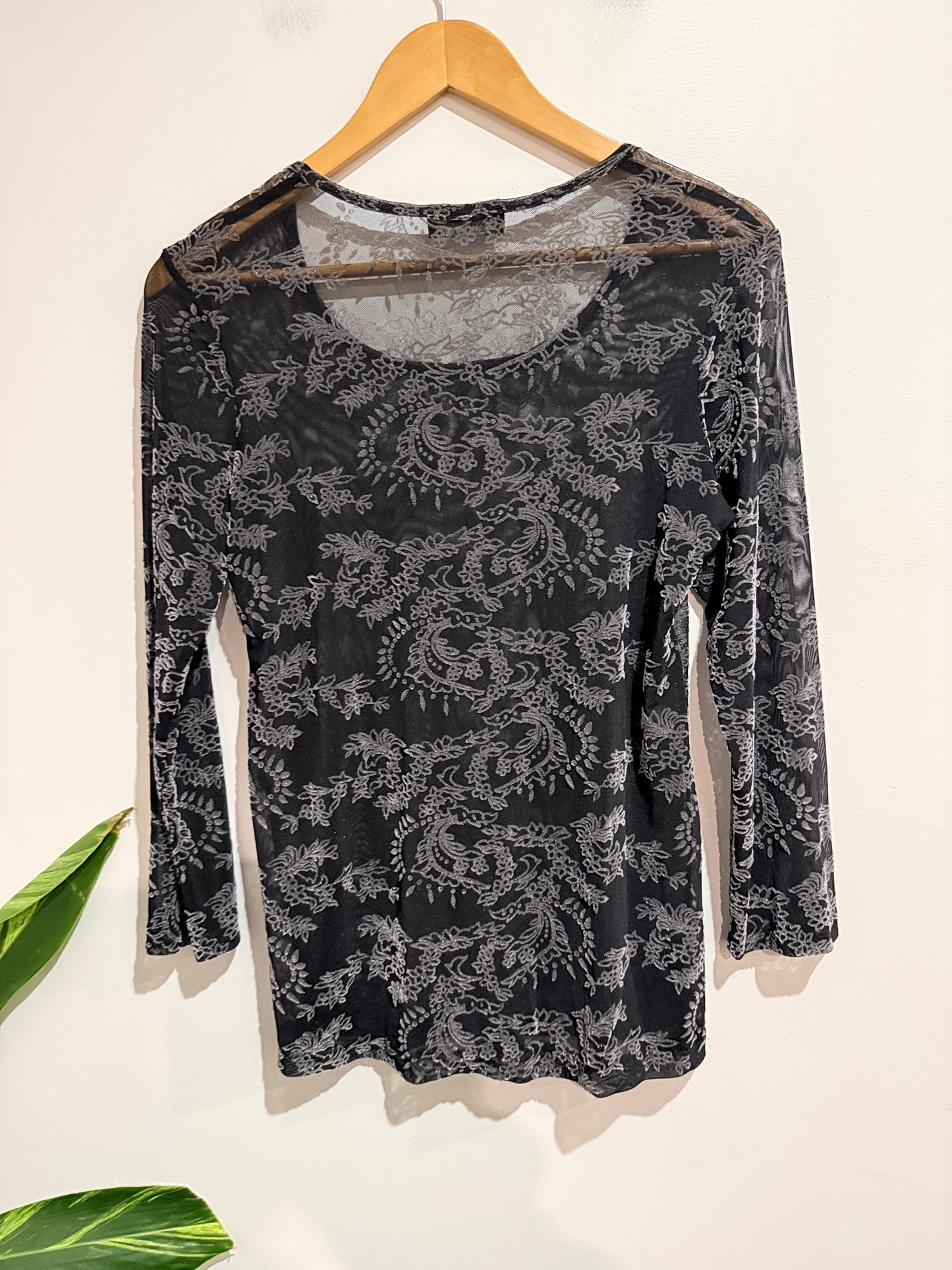David Pond (NZ Made) Sheer Long-sleeve Top Size 10