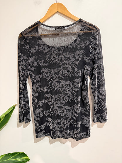David Pond (NZ Made) Sheer Long-sleeve Top Size 10
