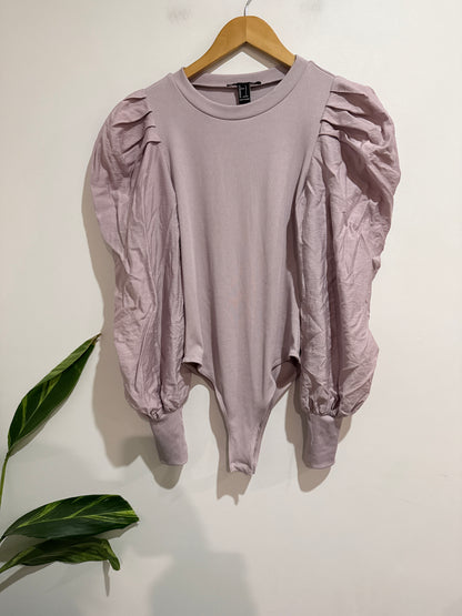 Forever 21 Puff Sleeve Bodysuit Size L | U/Arm to U/Arm 38cm