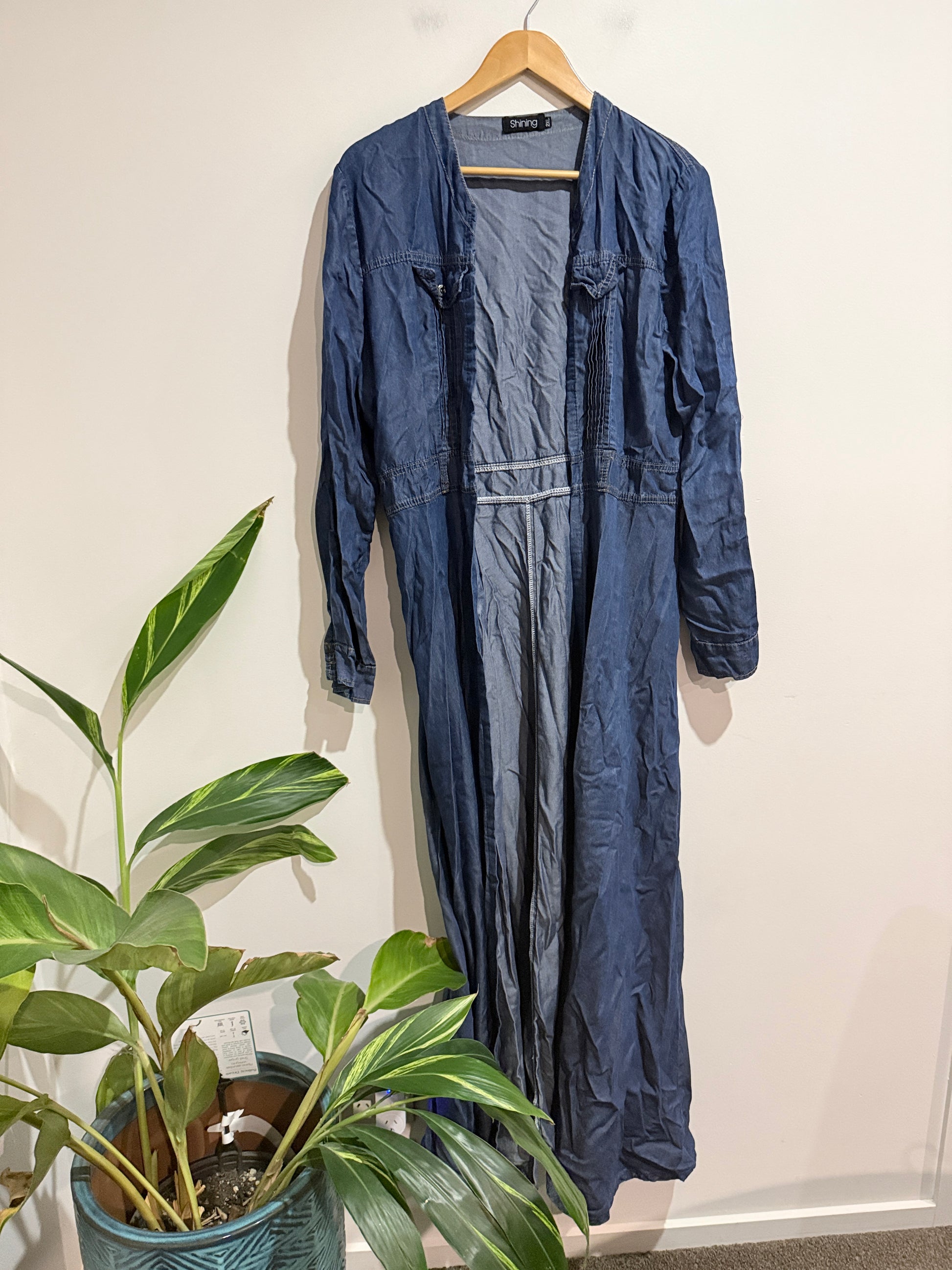 Shining Denim Maxi Dress Size 2XL | U/Arm to U/Arm 59cm