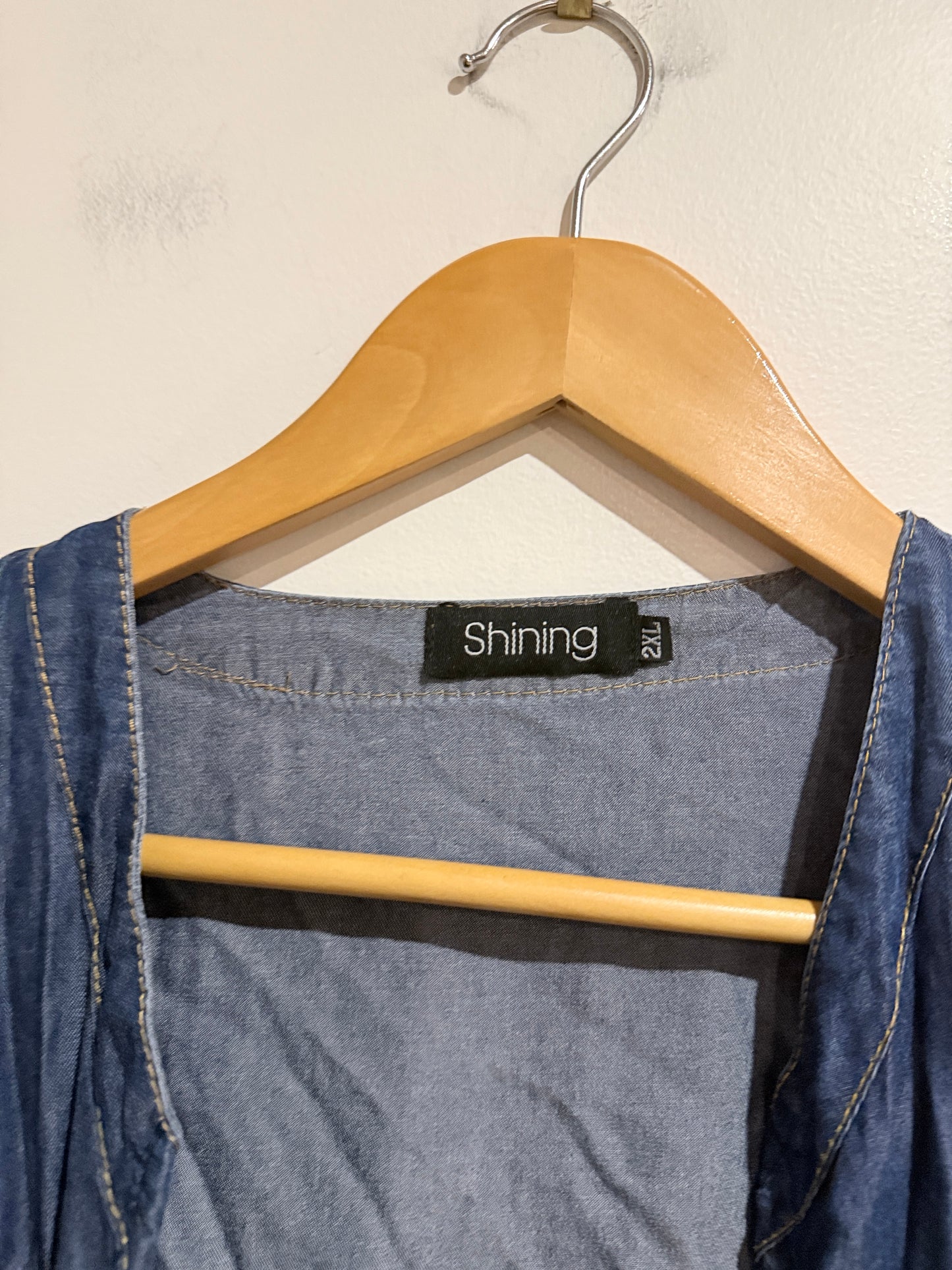 Shining Denim Maxi Dress Size 2XL | U/Arm to U/Arm 59cm