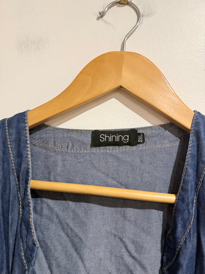 Shining Denim Maxi Dress Size 2XL | U/Arm to U/Arm 59cm