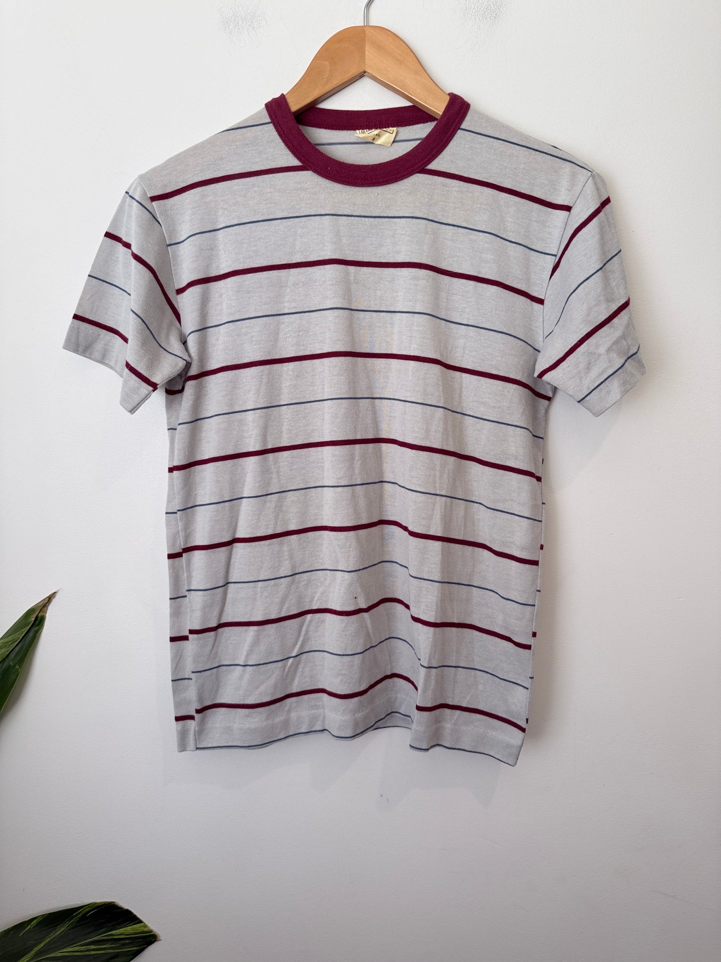 Hugh Wrights Striped Ringer T-shirt Size M | U/Arm to U/Arm 46cm