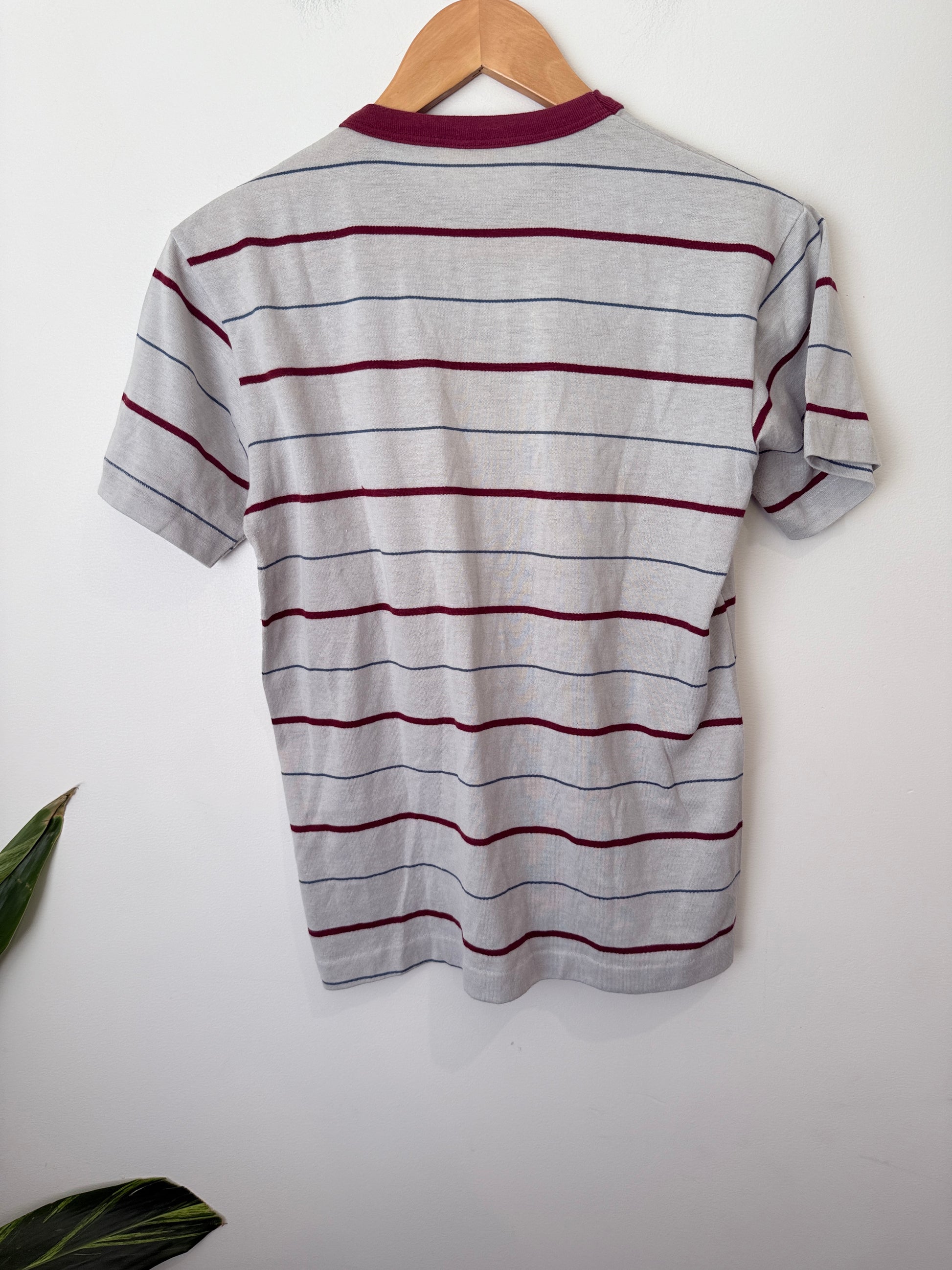Hugh Wrights Striped Ringer T-shirt Size M | U/Arm to U/Arm 46cm