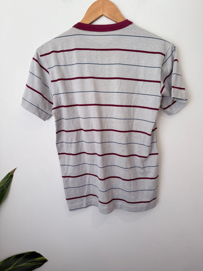 Hugh Wrights Striped Ringer T-shirt Size M | U/Arm to U/Arm 46cm