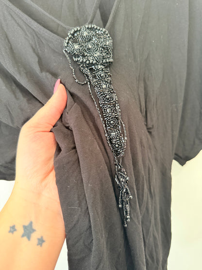 Susan Short-sleeve Beaded Shirt Size M