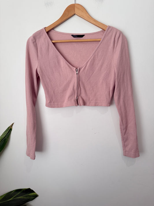 Brand Unknown Ribbed Crop Cardigan Size U/Arm to U/Arm 41cm