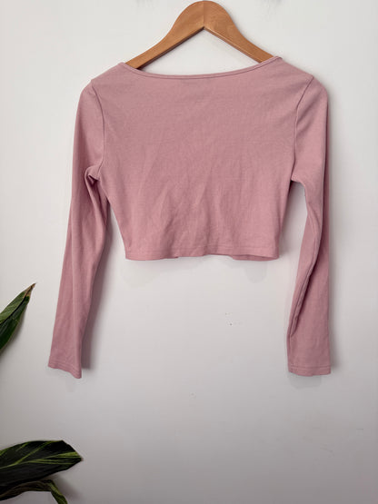 Brand Unknown Ribbed Crop Cardigan Size U/Arm to U/Arm 41cm