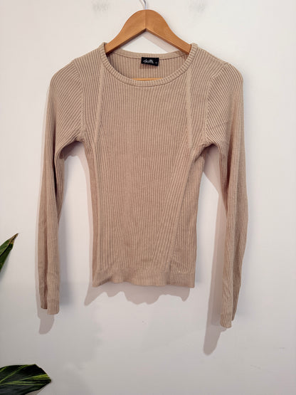 Dotti Rib-knit Long-sleeve Top Size XS