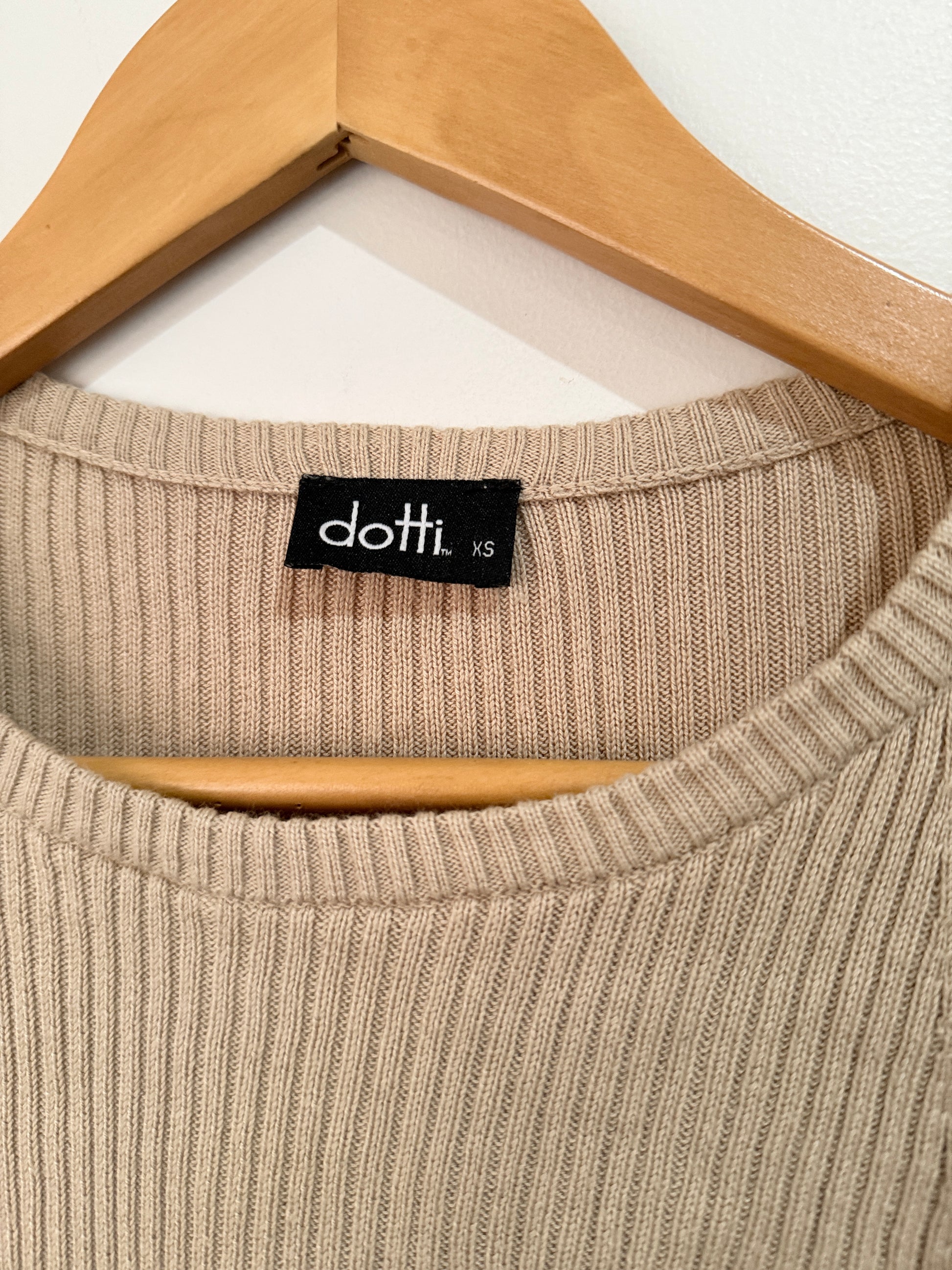 Dotti Rib-knit Long-sleeve Top Size XS