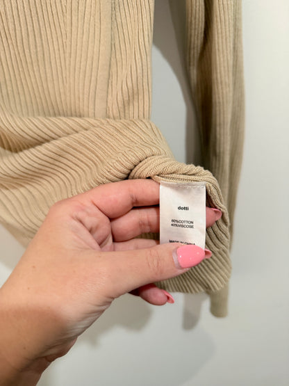 Dotti Rib-knit Long-sleeve Top Size XS