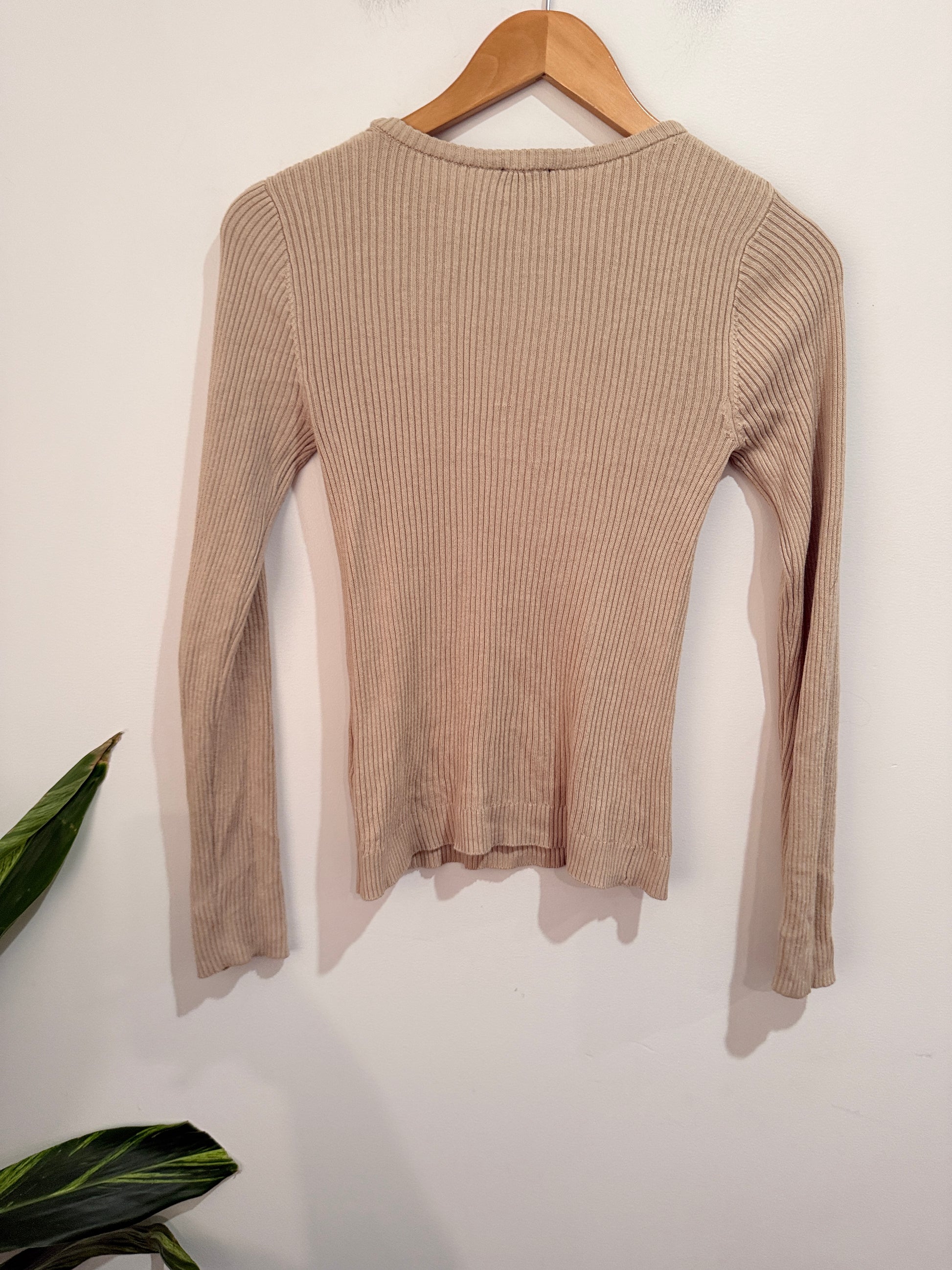 Dotti Rib-knit Long-sleeve Top Size XS
