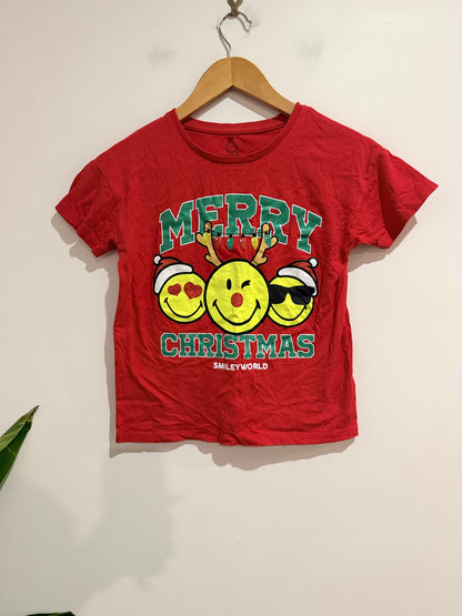 Smiley Worlds Graphic Kids Christmas T-shirt Size 10