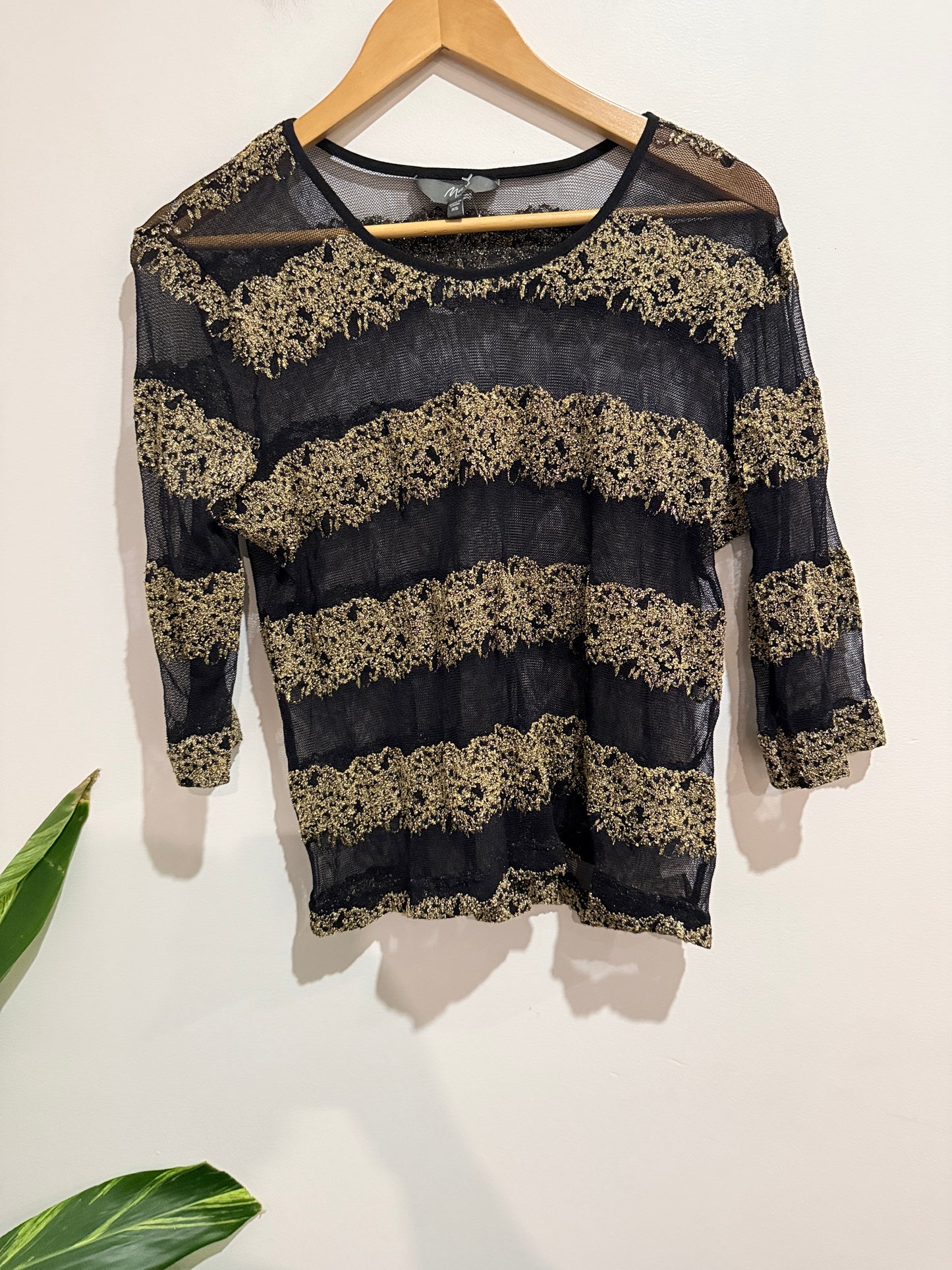 Max Lace Striped Pattern Top Size XS