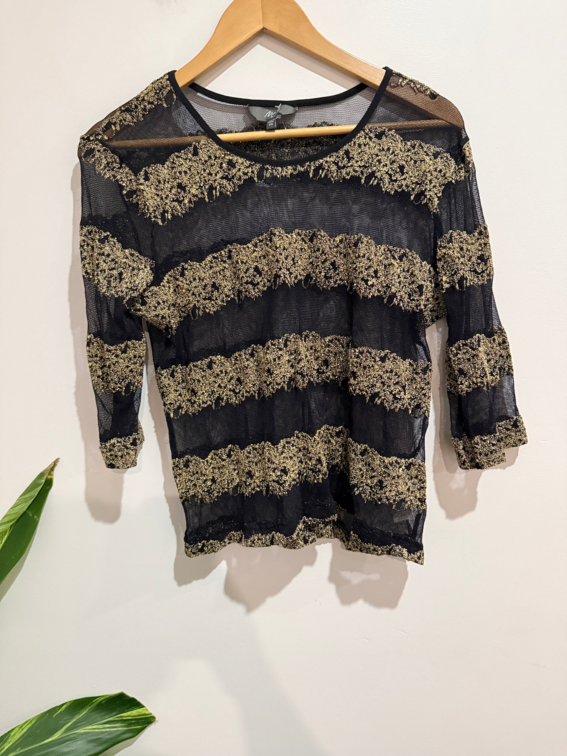 Max Lace Striped Pattern Top Size XS
