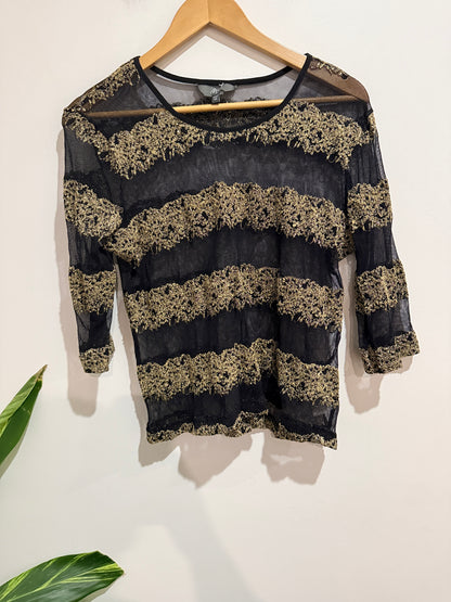 Max Lace Striped Pattern Top Size XS