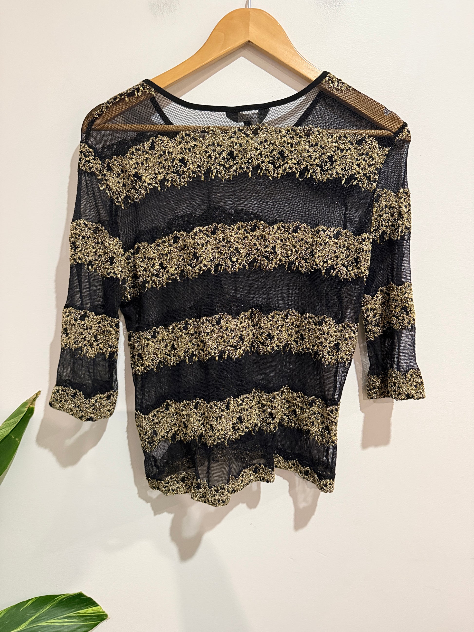 Max Lace Striped Pattern Top Size XS