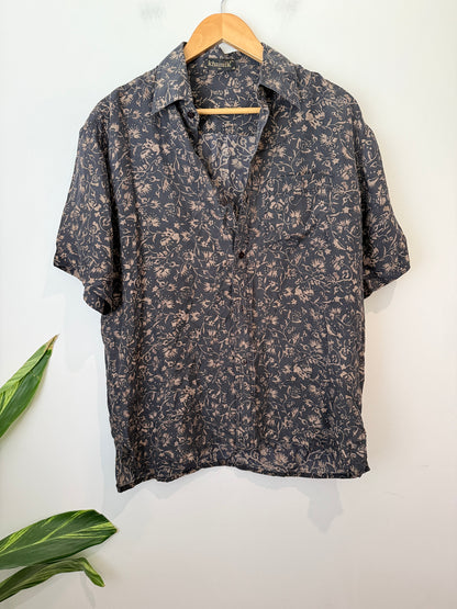 Khaisilk Paisley Print Button Down Shirt Size M