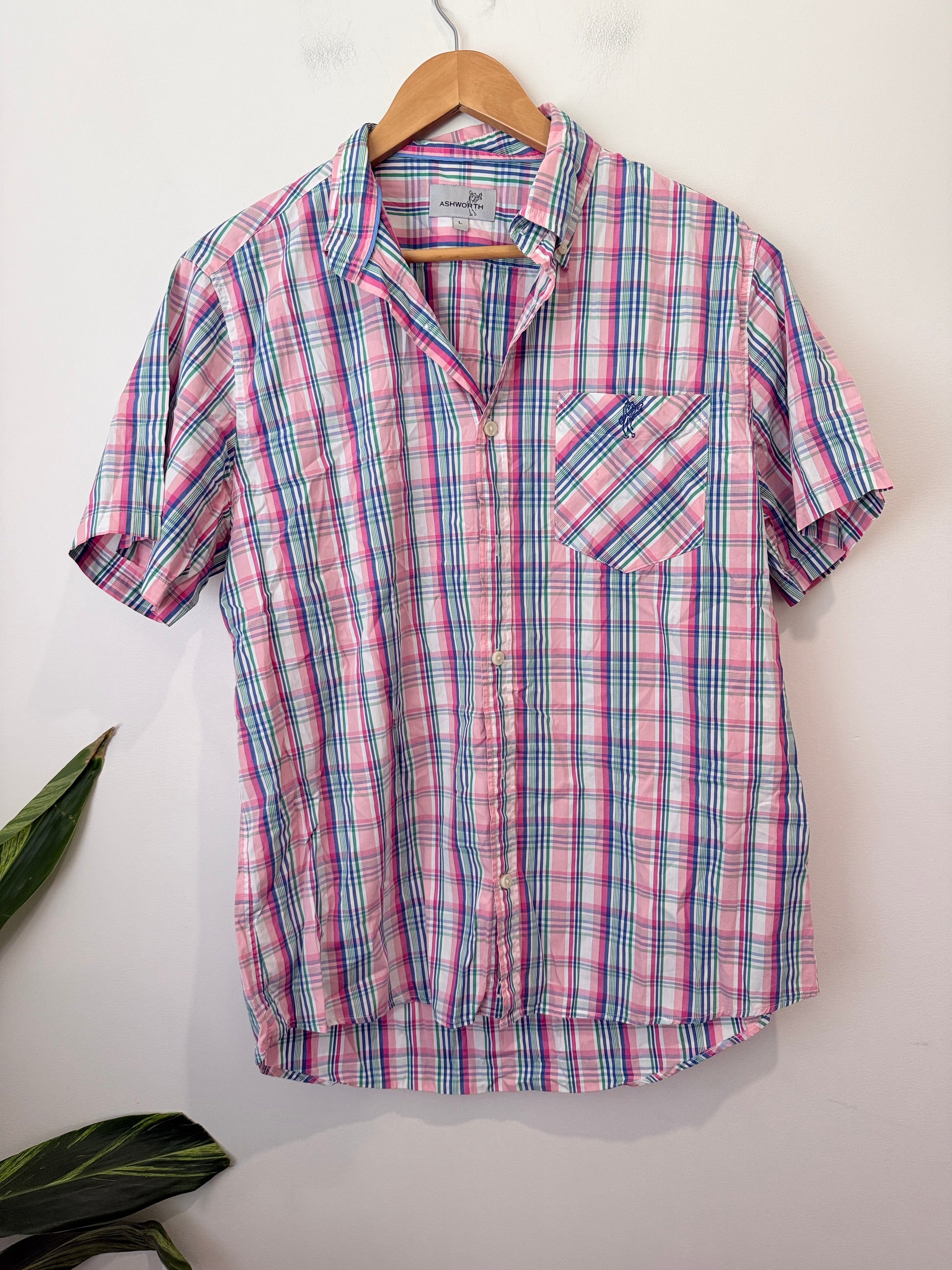 Ashworth Short Sleeve Check Shirt Size L