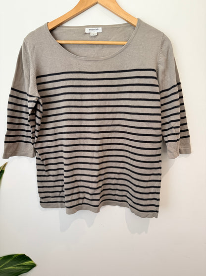 Essentials Caroline Sills Striped 3/4 Sleeve Sweater Size L