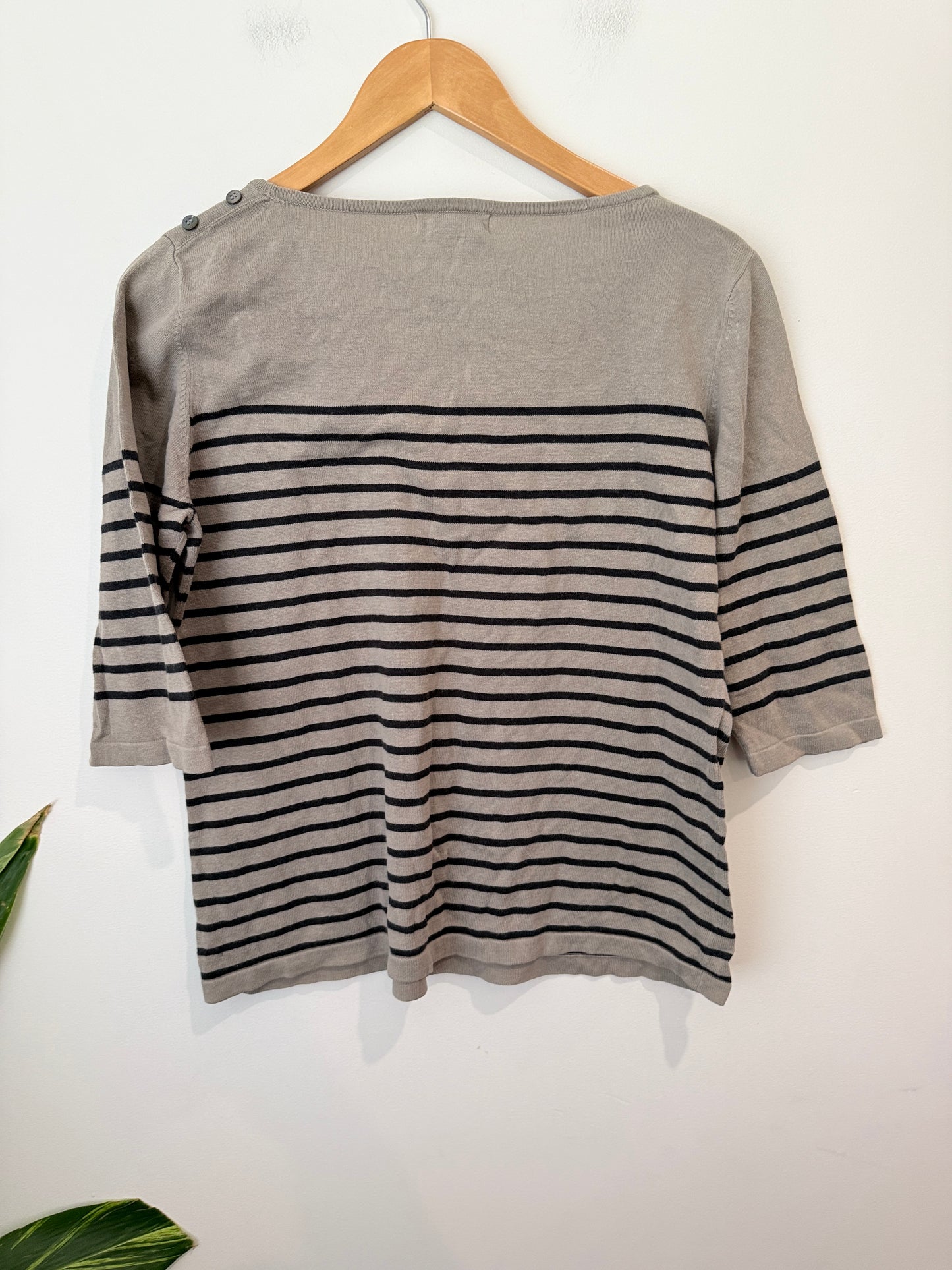 Essentials Caroline Sills Striped 3/4 Sleeve Sweater Size L