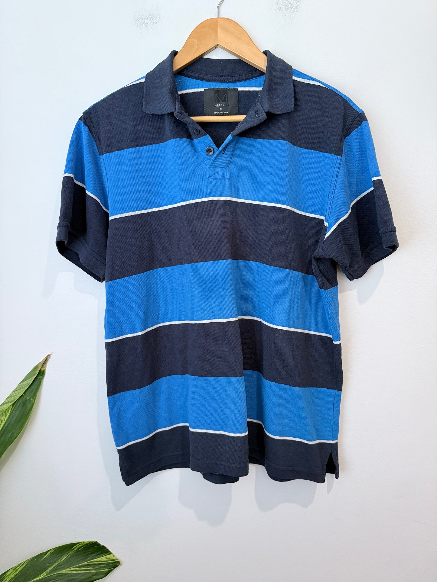 Match Striped Polo Shirt Size M