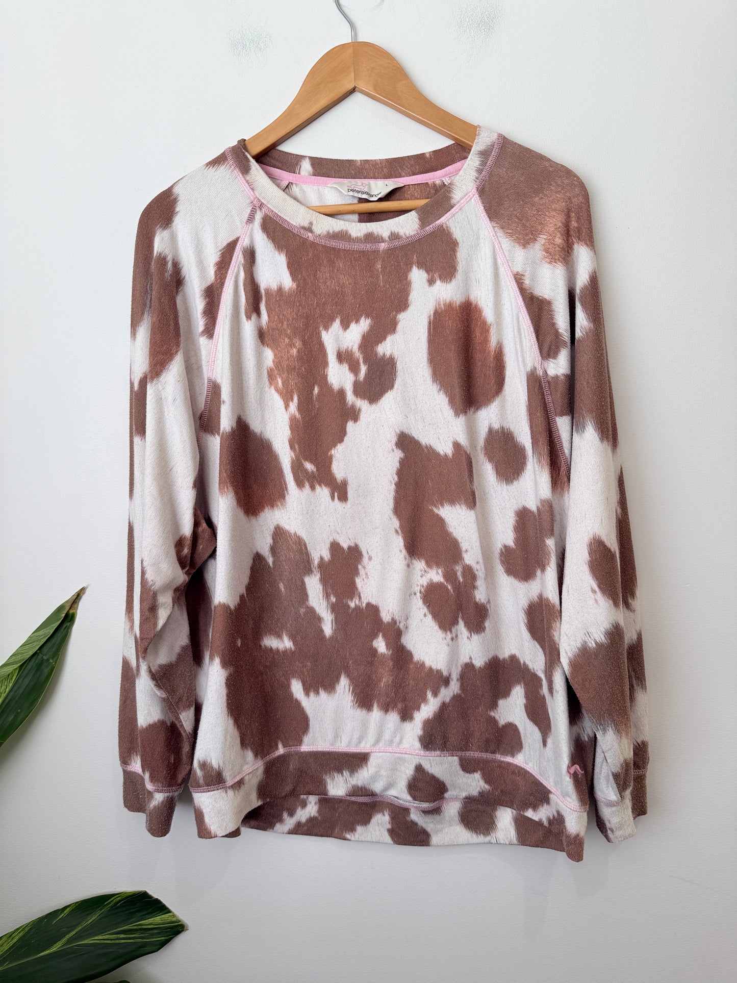 Peter Alexander Cow-print Knit Sweater Size L