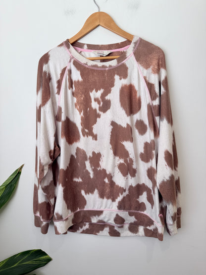 Peter Alexander Cow-print Knit Sweater Size L