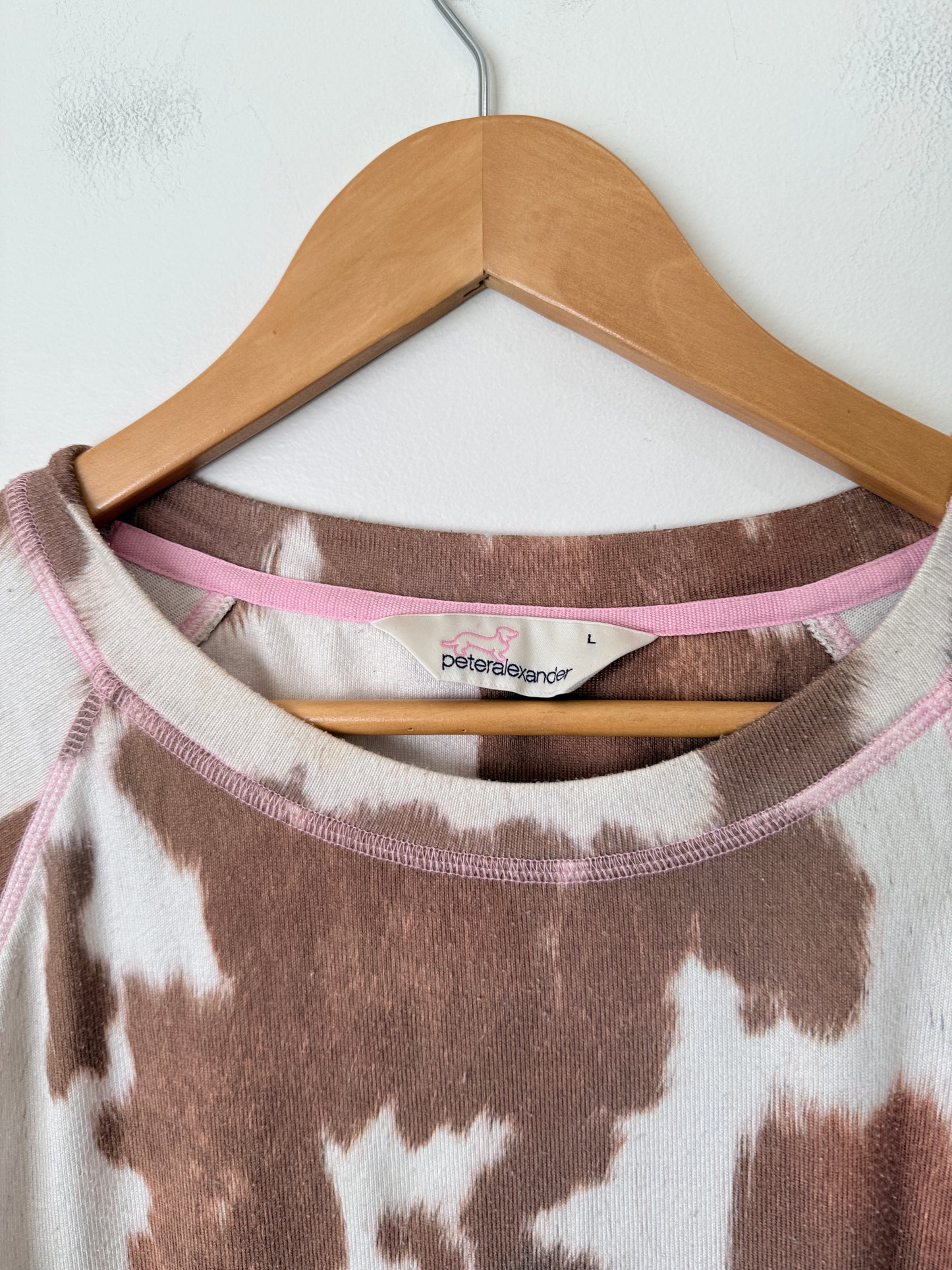 Peter Alexander Cow-print Knit Sweater Size L