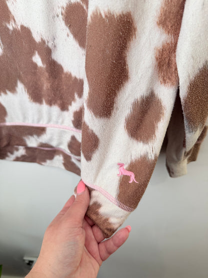 Peter Alexander Cow-print Knit Sweater Size L