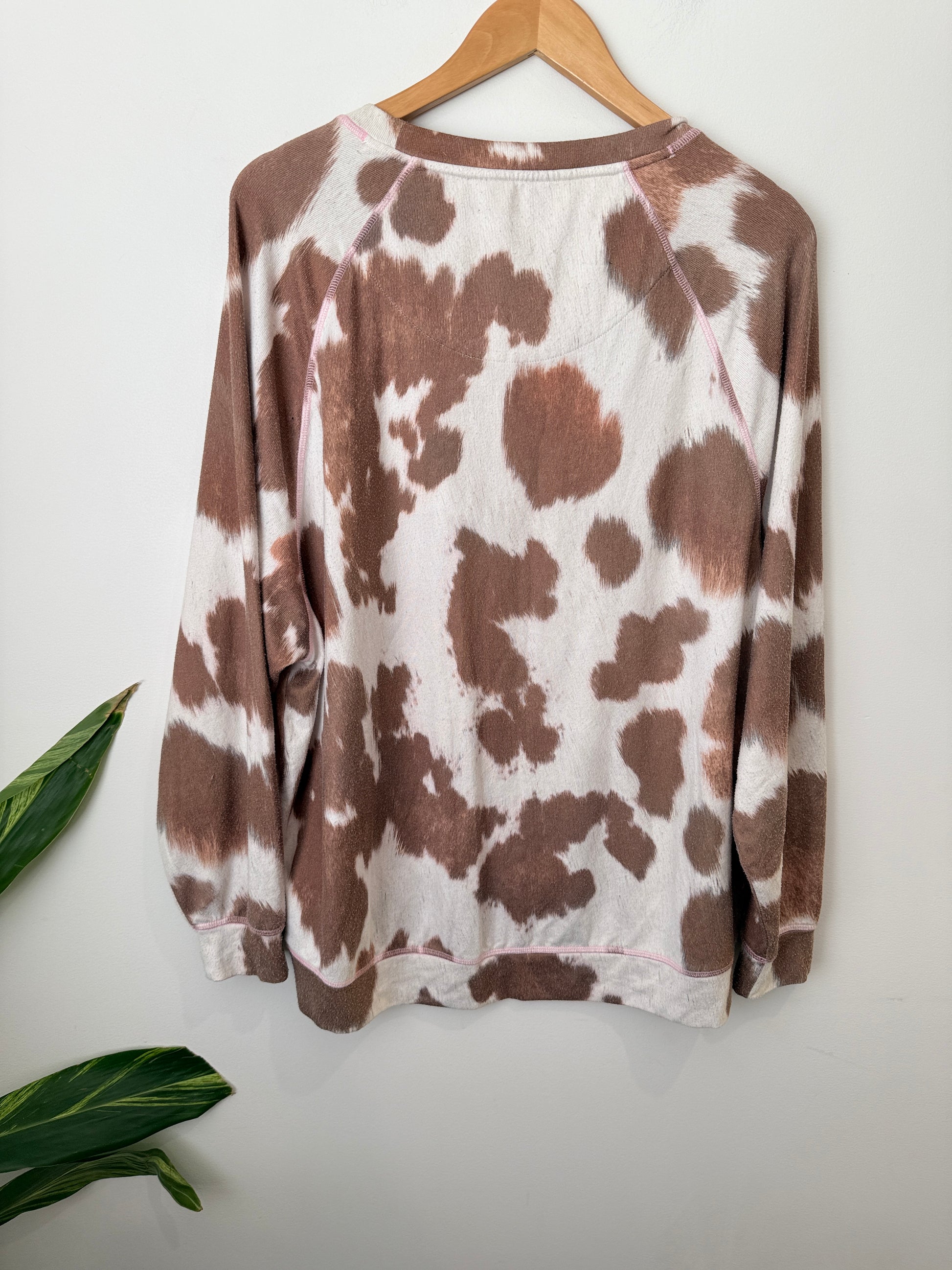 Peter Alexander Cow-print Knit Sweater Size L