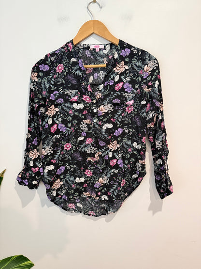 SES Floral Print Long-sleeve Blouse Size 8