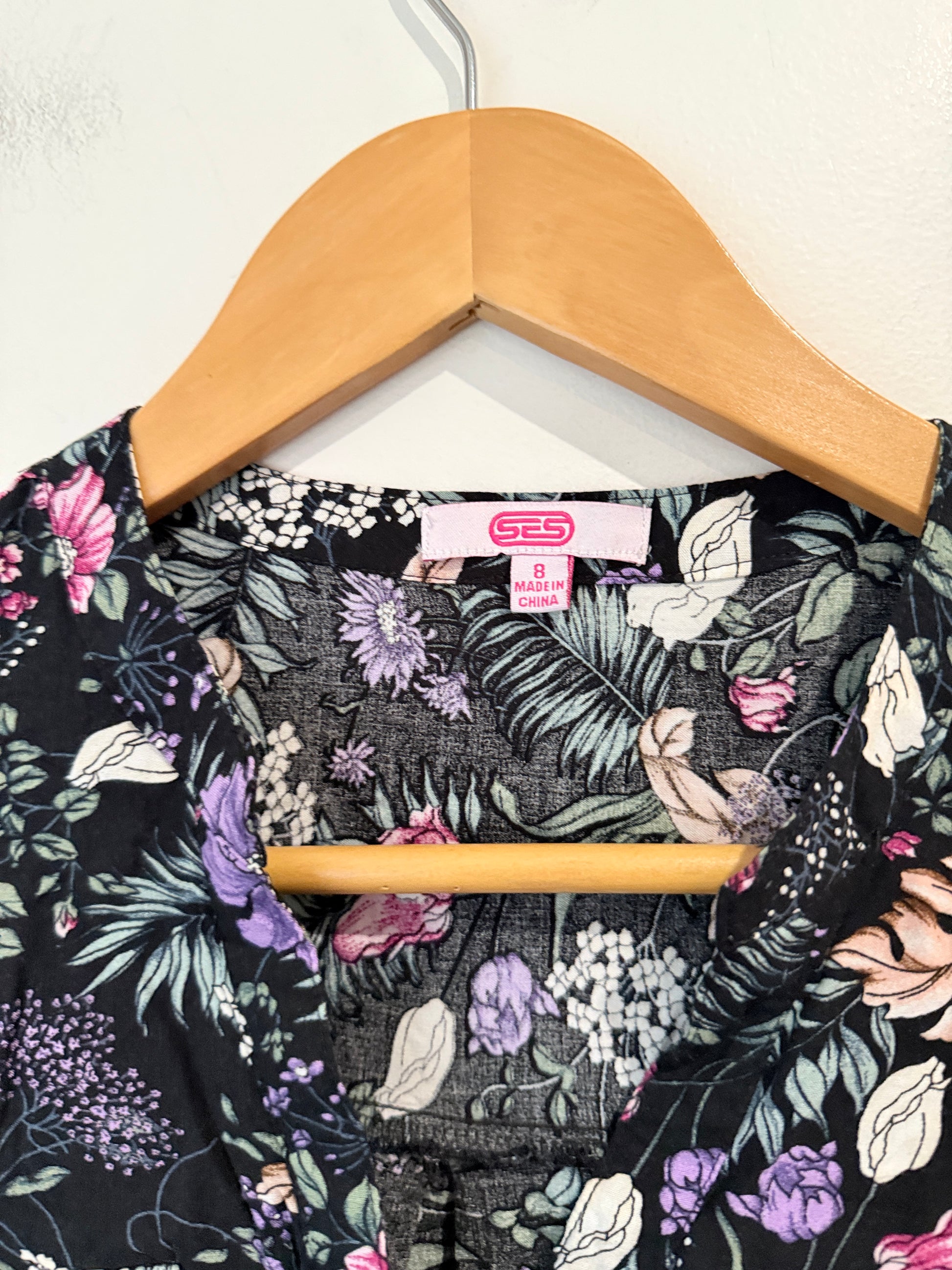 SES Floral Print Long-sleeve Blouse Size 8