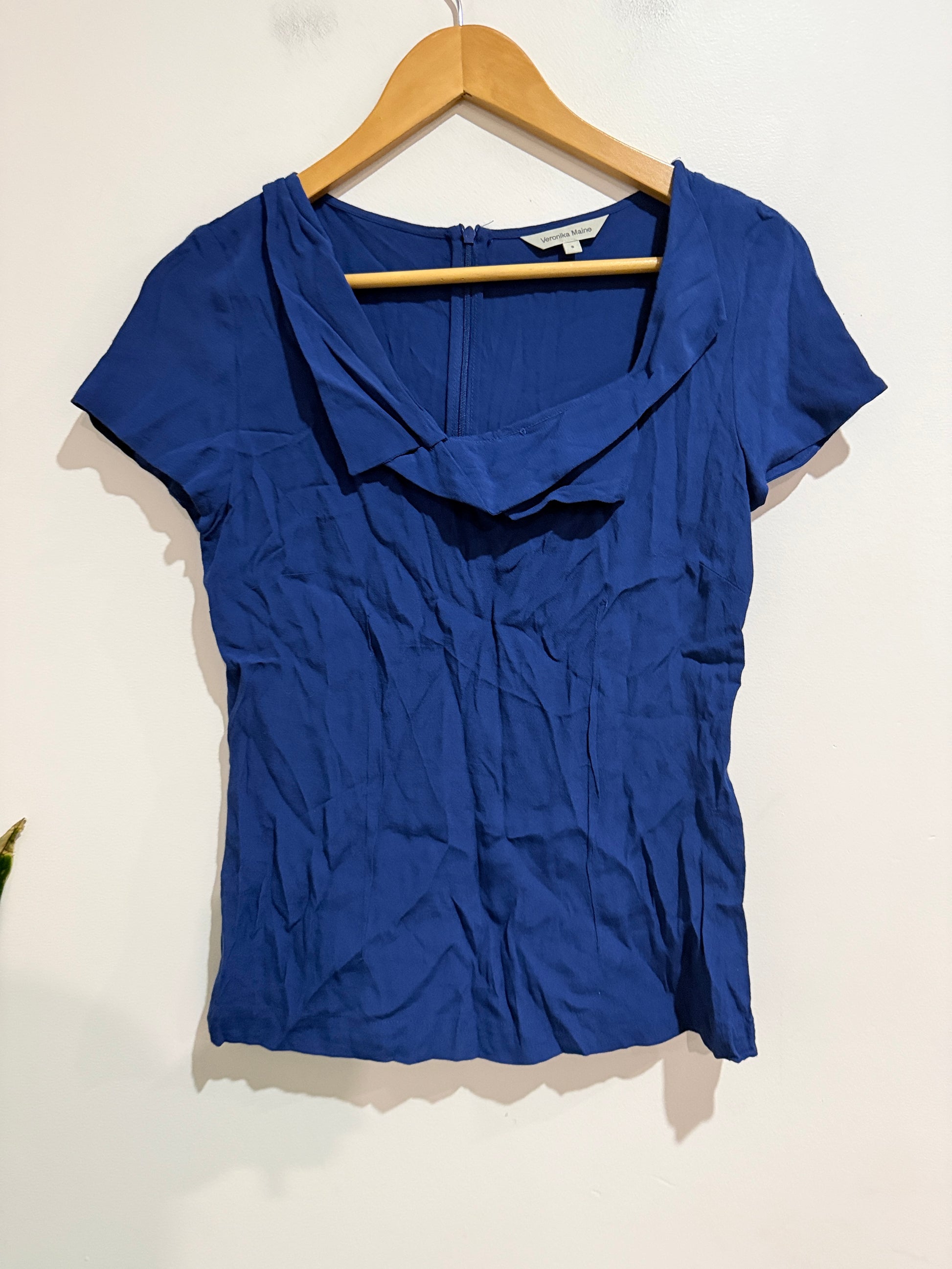 Veronika Maine Short-sleeve Cowl-neck Top Size 8