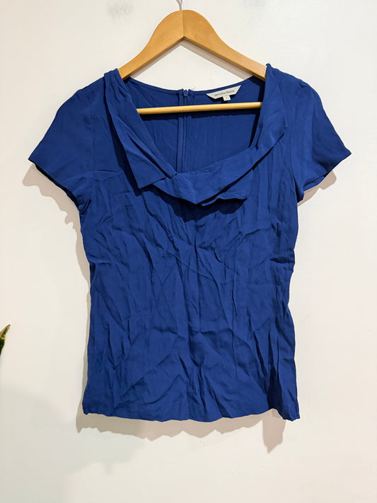 Veronika Maine Short-sleeve Cowl-neck Top Size 8