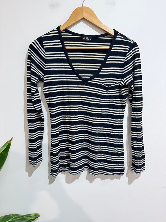 Dotti Striped V-neck Shirt Size XS