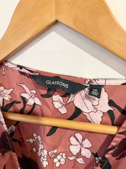 Glassons Floral Print Wrap Shirt Size 10