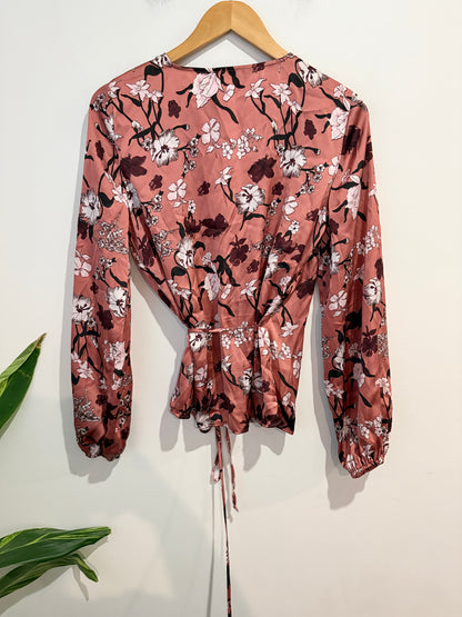 Glassons Floral Print Wrap Shirt Size 10
