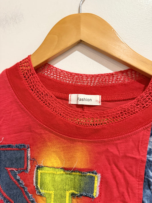 Fashion Abstract-print T-shirt Size U/Arm to U/Arm 52cm