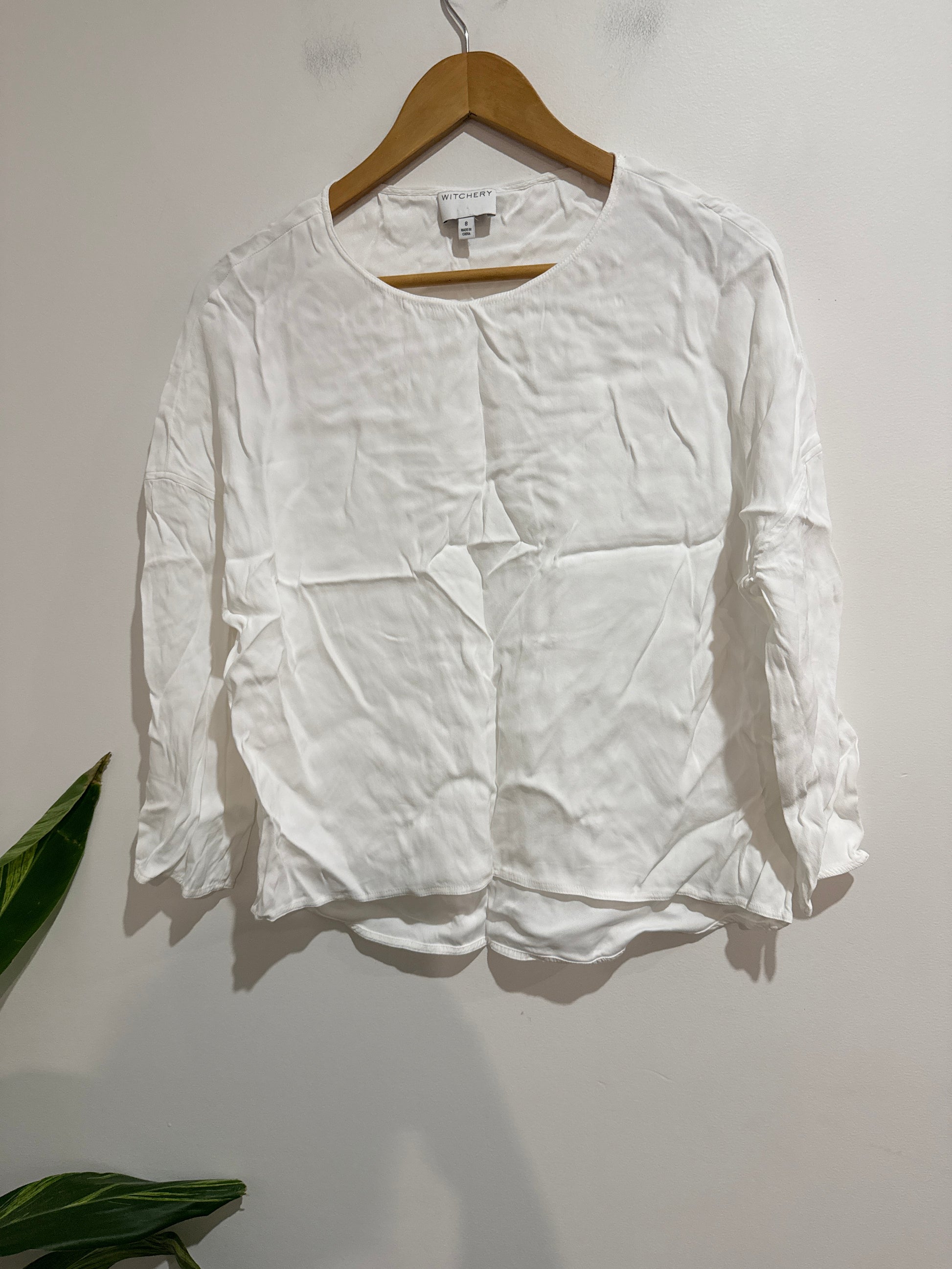 Witchery Linen Long-sleeve Shirt Size 8