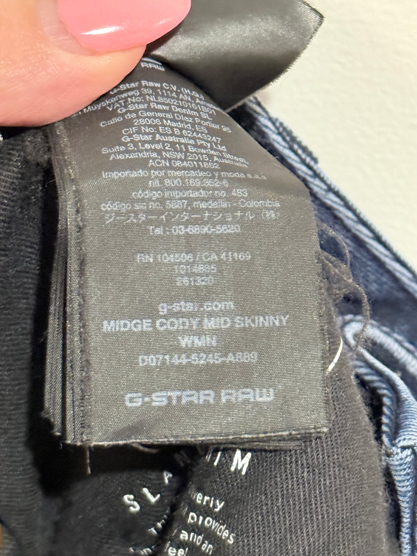 G Raw Skinny Jeans Size Waist 80cm